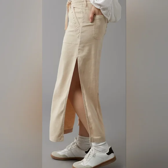 AE Dreamy Drape Linen Stretch Maxi Skirt - Picture 4 of 8